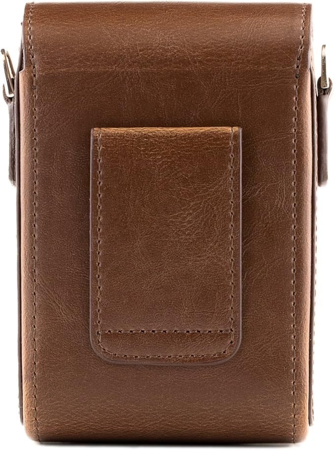 MegaGear Leather Camera Case with Strap, Compatible with Canon PowerShot S120, Nikon Coolpix P340, Panasonic Lumix DMC-ZS50, ZS45, Sony Cyber-shot DSC-RX100 III, IV, V – Brown