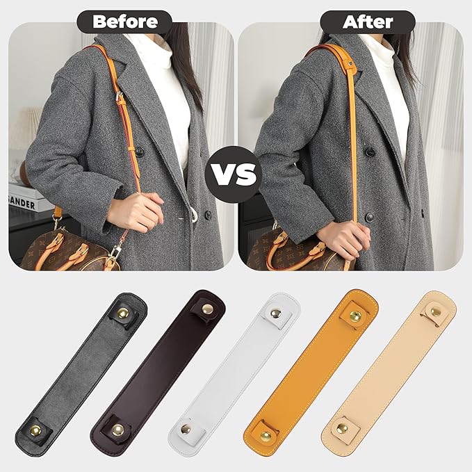 Lambskin Leather Shoulder Strap Pad for Designer Trendy Bags,Detachable Replacement Pressure Relief Cover for Women Tote Bag Handbag Purse Backpack【Beeswax,Gold Studs】