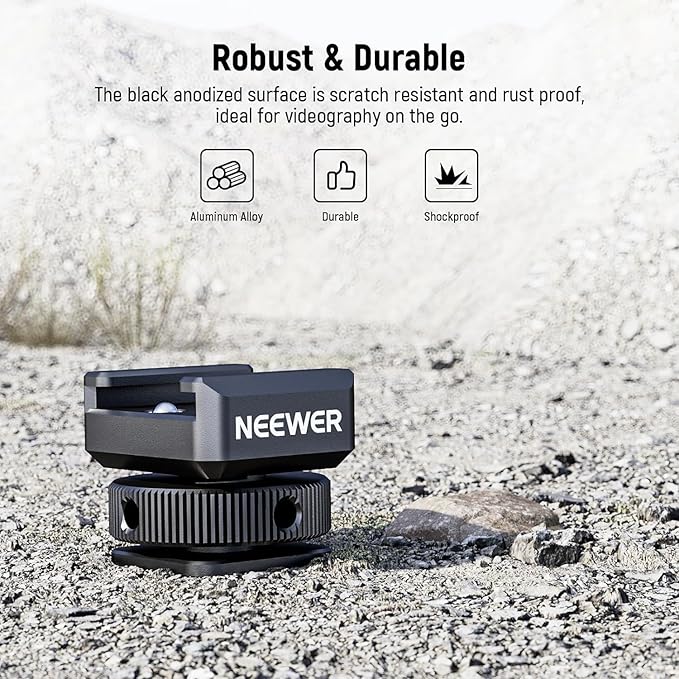 NEEWER 2PCS Cold Shoe Mount Adapter Compatible with DJI Hollyland Rode Wireless Lavalier Microphone Receiver, Anti Drop Mic Accessories with Retractable Pins, Metal Camera Cage Mount Adapter, UA030