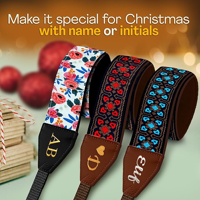 Art Tribute Camera Strap for All DSLR and Mirrorless Cameras. Add Your Name Or Initials Make It a Personalized Gift