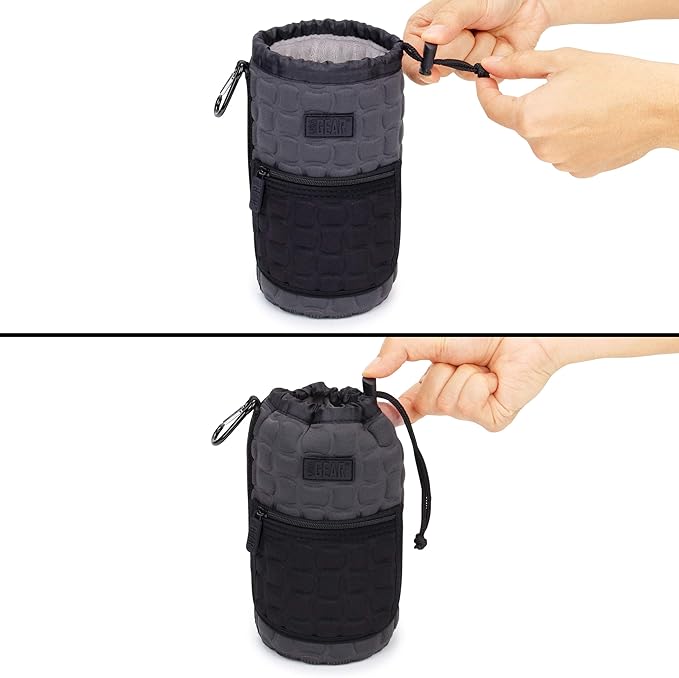 USA Gear FlexARMOR-X Large Lens Case Pouch with Deluxe Padded Neoprene Protection - Fits Camera Lenses up to 7.87" x 3.80", Drawstring Opening, Carabiner Clip, Zippered Storage Pocket
