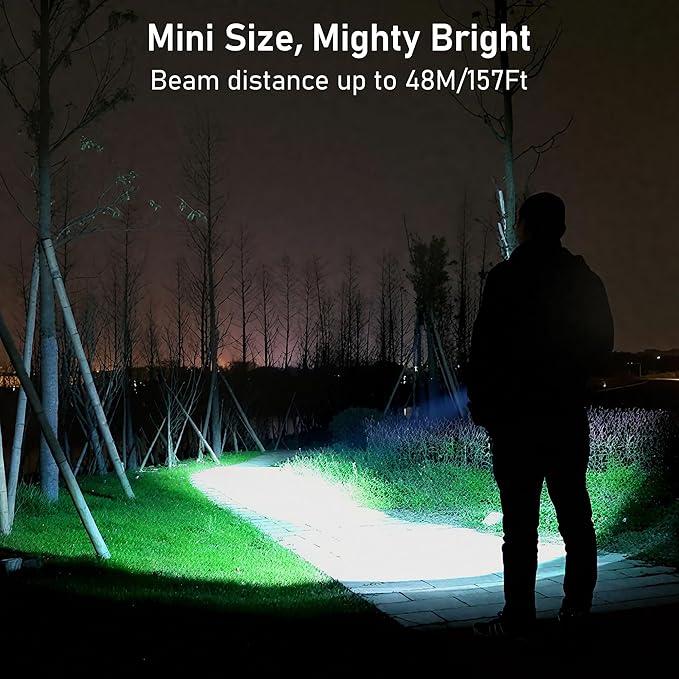 Blukar Rechargeable EDC Flashlight, Mini Keychain Flash Light with 3 Lighting Modes, Memory Function, Waterproof, Compact and Portable Pocket Light for Everyday Carry, Emergency,Camping-Blue