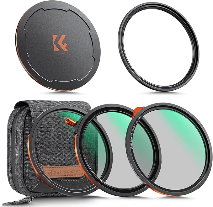 K&F CONCEPT 82mm Magnetic 1s Swap 5-Pack: CPL + VND2-32 + Black Diffusion 1/4 + Magnetic Basic Ring + Lens Cap Kit with Storage Case, 28 Multi-Layer Coating for Camera Lens (Nano-X Series)