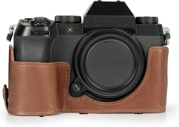 MegaGear Genuine Leather Camera Case for Fujifilm X-S20 (18-55mm) - Stylish and Protective Digital Photography Bag - Brown