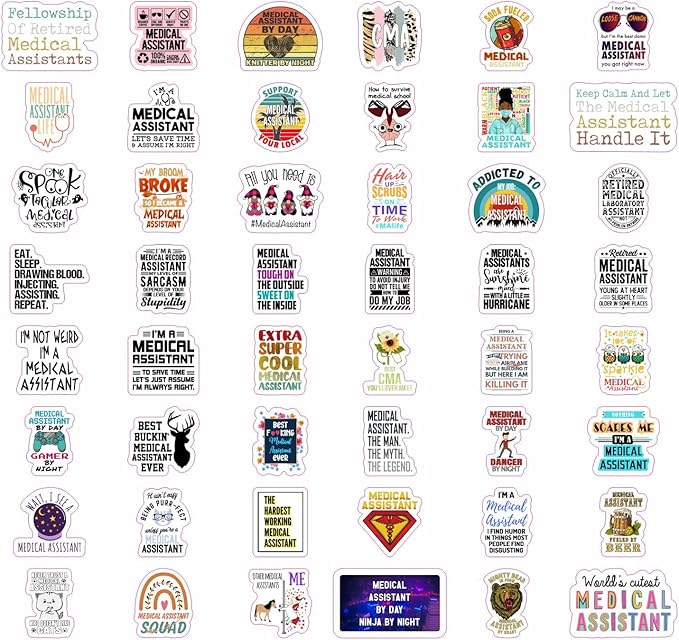BulbaCraft 100 Pcs Funny Medical Assistant Stickers, Medical Assistant Gifts for Women & Men, Gifts for Women & Men