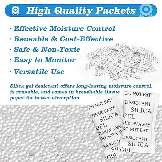 Sukh 150PCS 2 Gram Silica Gel Packets - Premium Desiccant Packs for Storage,Rechargeable Moisture Absorbers Humidity Packs,Desiccants Silica Packets for Electronics,Closet,Jewelry,Shoes