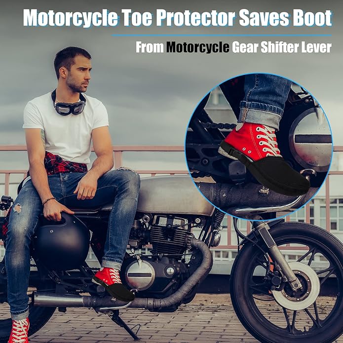 Tallew 2 Pack Motorcycle Shoe Protector - Shifter Cover & Boot Protector for Men & Women, Black