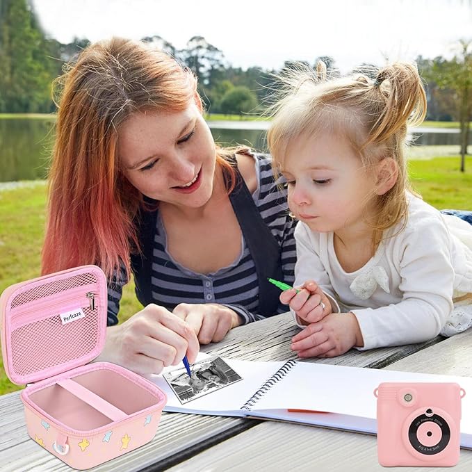 Kids Instant Print Camera Case Compatible with Dylanto/Gofunly/DUDUDRAGON/ESOXOFFORE Kids Camera, Prints Paper Water Color Pen Storage Case Birthday Gift