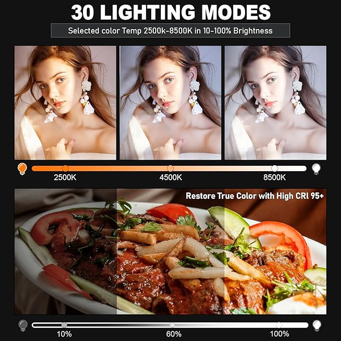 30W Upgraded Photography Lighting Kit, Anautin 2-Pack LED Video Lighting for Video Recording, 3700Lux Studio Lights with Tripod Stand for Photography, Streaming, Gaming, Podcast, Filming, Vlogging