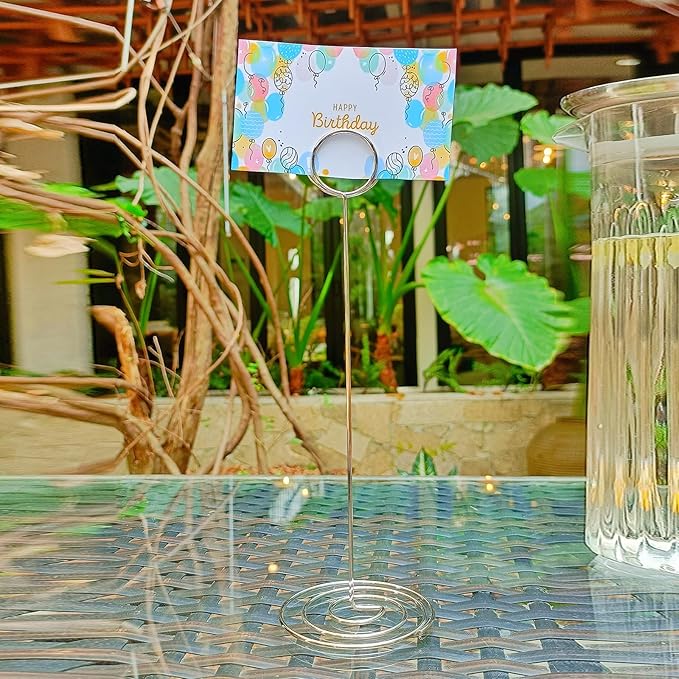 10 Pack 8.7 inch Table Number Place Card Holders, Picture Holder Photo Holder Clips, Memo Note Photo Stand. (Silver, 8 inchs)