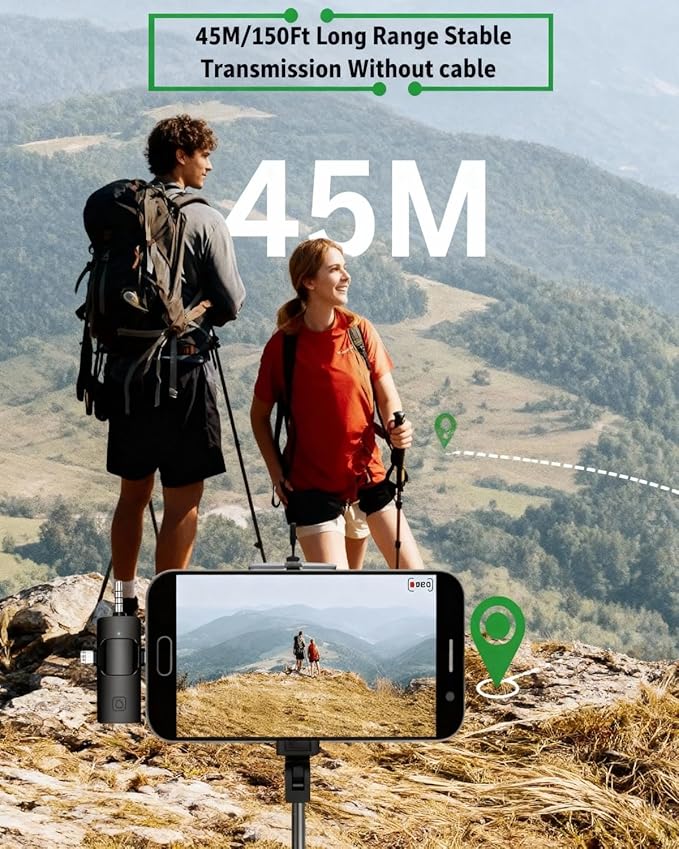 3 in 1 Mini Wireless Lavalier Microphone for iPhone/Android/Camera,328ft Transmission, 18H Battery Life, Noise Reduction Lapel Mic for Record Interview, Vlogs, YouTube, Tiktok