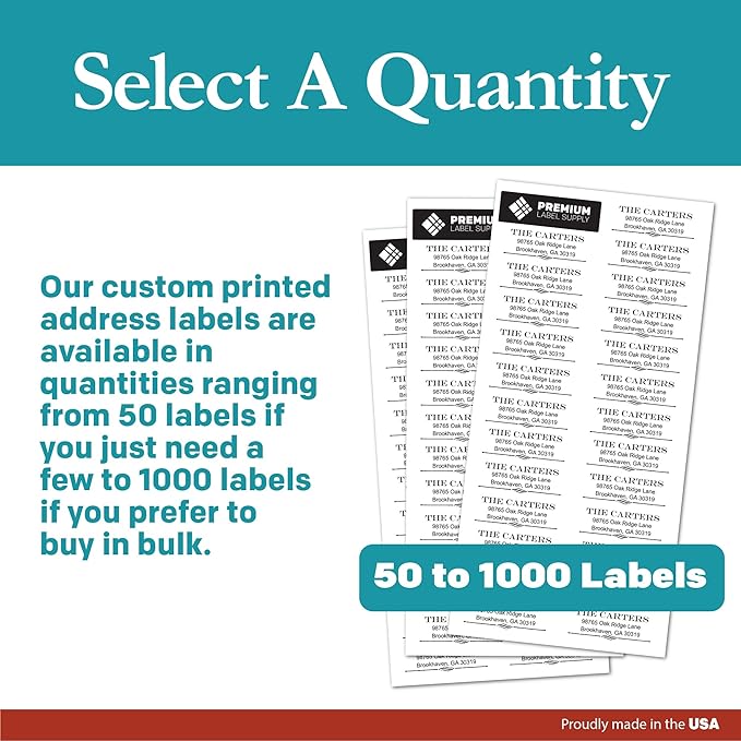 Personalized Return Address Labels - Black and White Custom Address Stickers on Sheets (50-1000 Labels)