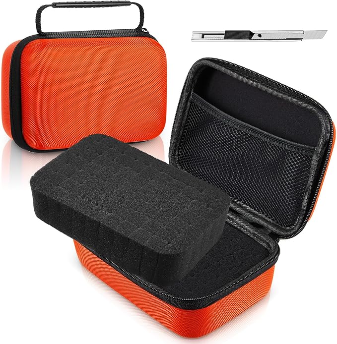 Relaxweex EVA Hard Case with Customizable Foam 11 x 7.8 x 4.3 Inch Protective EVA Carrying Case Shockproof Outdoor for Camera, Digital Products, Electronic Instruments with Knife, Orange