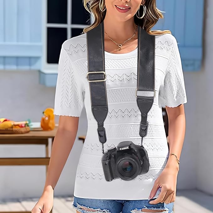 QIELIZI Lifestyle Camera Strap,Vintage Adjustable Vintage Neck & Shoulder Strap for All DSLR Cameras