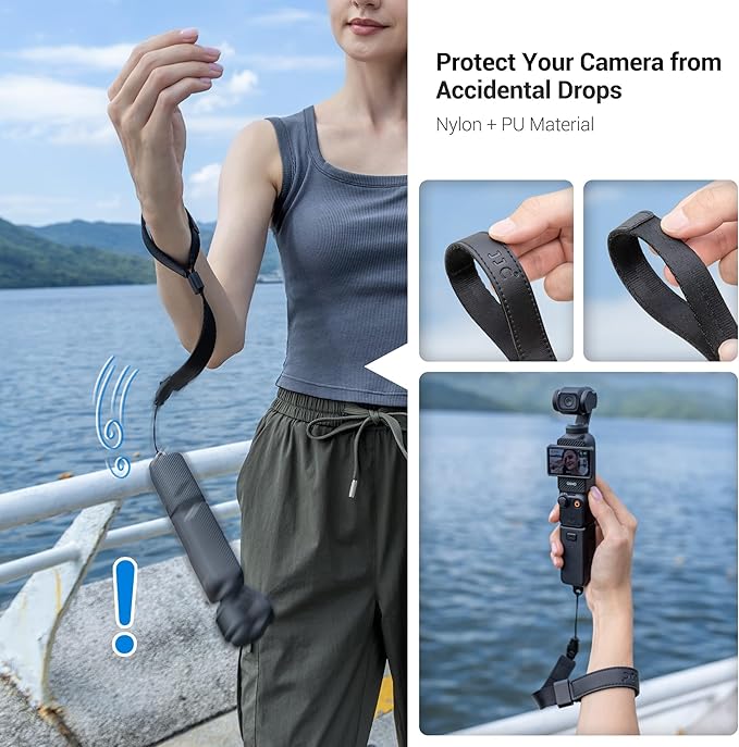 Adjustable Nylon Camera Hand Wrist Strap Lanyard with 1/4"20 & Quick Release Design for DJI Osmo Pocket 3 Pocket3 Creator Combo Accessories Xtra Muse Osmo 360 Insta 360 X5 X4 X3 Mobile 7P 6 Stabilizer