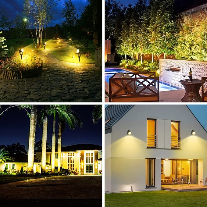 T-SUNUS Christmas Solar Landscape Spotlights 2 Pack Warm White 3000K, IP65 Waterproof Spot Lights 9.8ft Cable, Outdoor Halloween Garden Light Separated Panel for Tree Flag Yard Driveway Walkway Pool