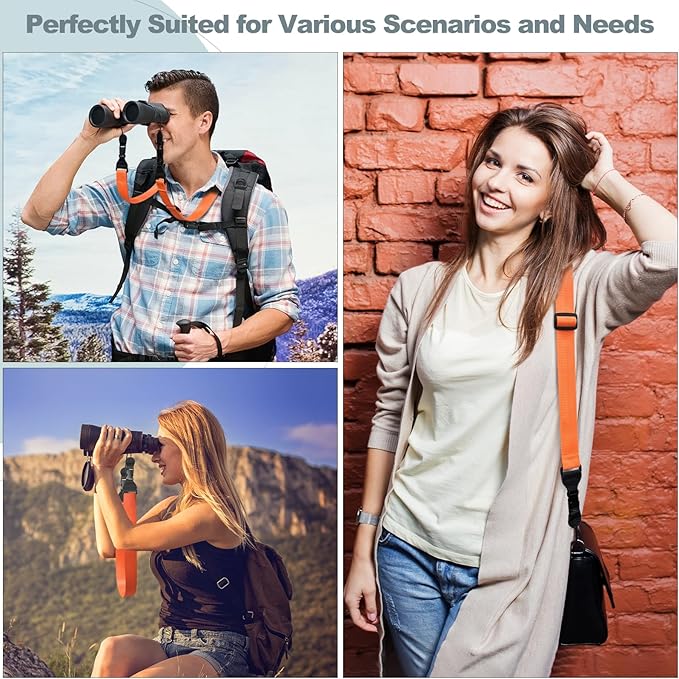 Adjustable Shoulder Strap, Comfortable Camera Strap, Neck Lanyard for iPad Tablet Case, Camera, Binocular, Luggage Bag (Orange Shoulder Strap)