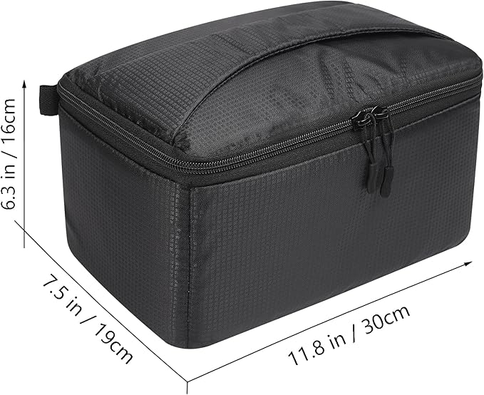 Waterproof Camera Case Bag Insert Partition PaddedAnti-shock Lens Pouch for SLR SLR Canon Nikon Sony Camera Lens and Accessories (Black)