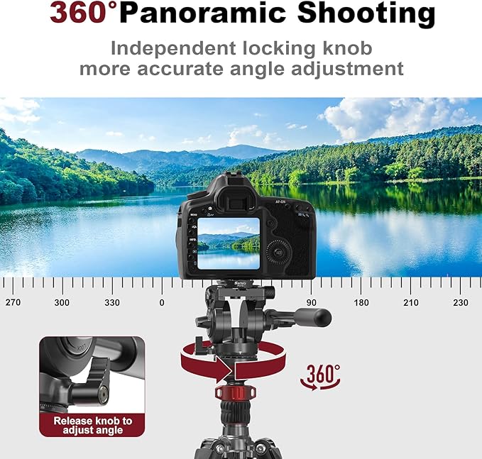 Video Photography Tripod Head, DSLR Photography Head, with a 55mm Flat Base,Suitable for Digital Single-Lens Reflex Cameras, camcorders, telescopes. Maximum Load 11.02 lbs (5kg)