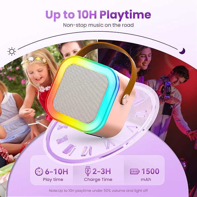 Mini Karaoke Machine for Kids Adults, 2026 TOP Birthday Gifts for Girls 3,4,5,6,7,8+Year Old Toddler Toys, Portable Bluetooth Speaker with 2 Wireless Karaoke Microphones Player Easter Gifts(Rose)