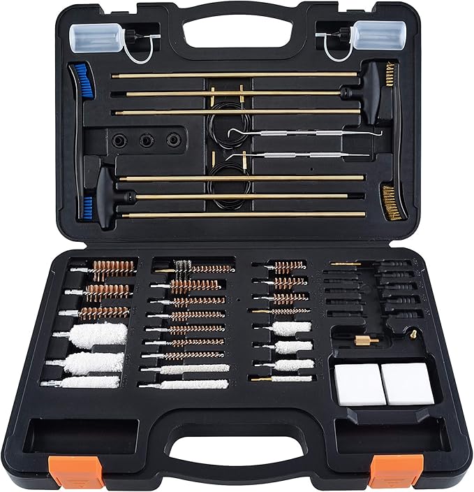 BOOSTEADY Gun Cleaning Kit Universal Gun Cleaning Kit Shotgun Pistol Cleaning Kit with Lightweight Organized Carrying Case Gun Cleaning Supplies Gun Cleaner Bottle Brass Jags and Tips