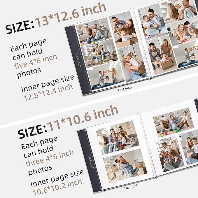 Vienrose Photo Album Self Adhesive 4x6 5x7 3x5 8x10 Scrapbook Album DIY Scrap Book with A Metallic Pen (11"x10.6" 60 Pages, Turquoise)