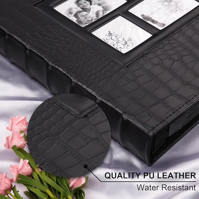 Vienrose Photo Album for 600 4x6 Photos, Black, Faux Leather Cover, Acid-Free, PVC-Free, 14 x 13 x 2 Inches
