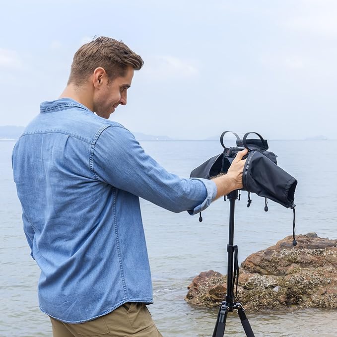 Mirrorless Camera Rain Cover with Openable Viewing Window & Strap Mountable Design Waterproof Camera Sleeve Protector for Canon EOS R6 R5 Mark II R8 R7 Rp for Nikon Z6III Z6II Z7II Z8 Z5 Z50II Zf