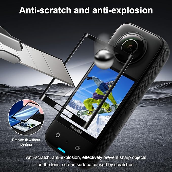 Screen Protector for Insta360 X5 Accessories (2 Pack), Tempered Glass LCD Display Film Screen Protective Cover for Insta 360 X5, Ultra Thin High Definition Full Coverage Anti-Scratch