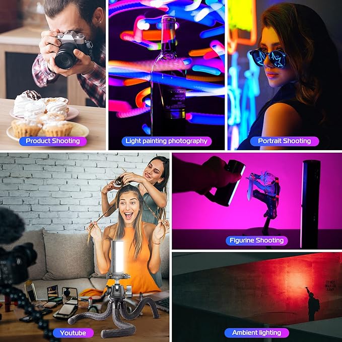 ULANZI Magnetic Light Wand, 360° Full Color RGB LED Video Light for Photography, 2000mAh Rechargeable Mini Light Stick for Video Shooting, 2500-9000K Handheld Tube Light for Vlog TikTok YouTube