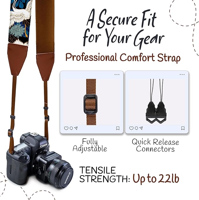 Art Tribute Camera Strap for All DSLR and Mirrorless Cameras. Photographers Strap Neck, Shoulder & Crossbody Camera Strap