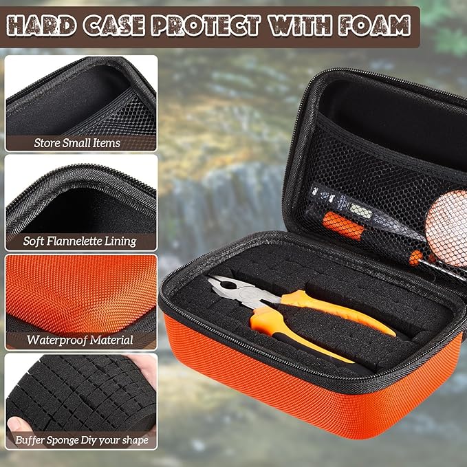 Relaxweex EVA Hard Case with Customizable Foam 12.6 x 8.3 x 3.5 Inch Protective EVA Carrying Case Shockproof Outdoor for Camera, Digital Products, Electronic Instruments with Knife, Orange