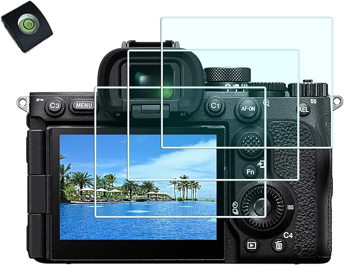 Screen Protector for Sony Alpha 7V 7 V 7R V A7V A7 V 7RV A7R V A7RV A7R5 Camera (for Accessories) with Hot Shoe Cover,HUIPUXIANG 0.3mm High Definition 9H Hardness Optical LCD Premium Glass Protective Cover [3+1 Pack]