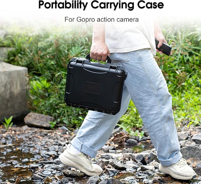 Organizer Hard Case For Gopro Hero 13/12/11/10/9/8 Creator Edition Odorless Compatible with Media Mod/Volta/Chest Mount/ Accessories Waterproof Travel Storage Carrying Case 12.4*4.7*10.4inch