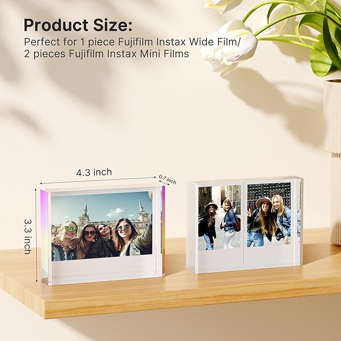 WINKINE Instax Frame - Acrylic Picture Frame for Instax Wide & 2 Mini Film, 108mm x 86mm, Compatible with Format Cameras, 300, 210, 200 Printers
