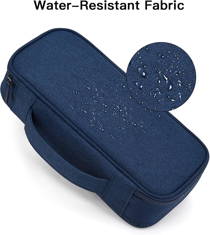 Electronics Organizer Travel Case, Carrying Pouch Bag for Travel Essentials, for Cable, Charging Cord (Navy Blue)