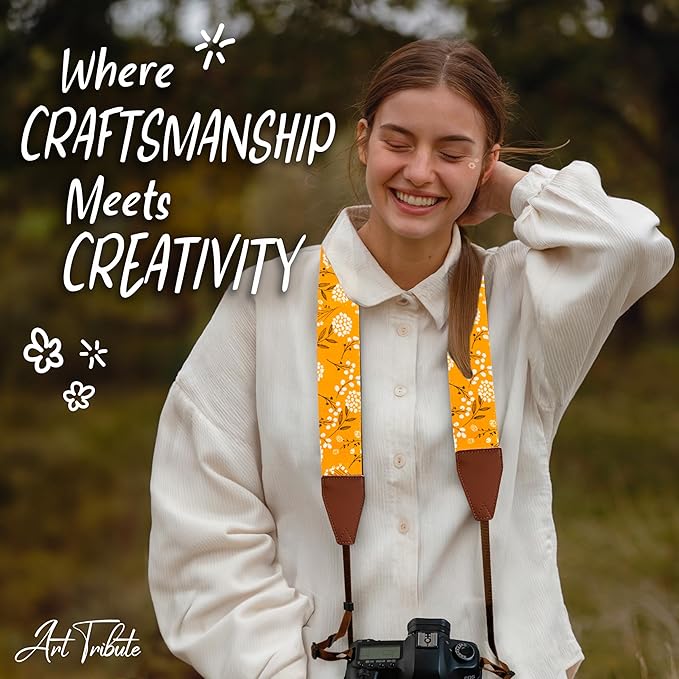 Art Tribute Camera Strap for All DSLR and Mirrorless Cameras. Add Your Name Or Initials Make It a Personalized Gift