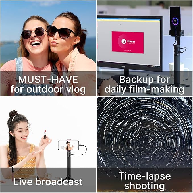 ULANZI Battery Handle Grip, BG-3 10000mAh Grip Portable Charger Tripod Monopod - 12+ Age Recommendation - for DSLR Action Camera Smartphone Vlogging Time-Lapse Shooting Live Streaming Filmmaking