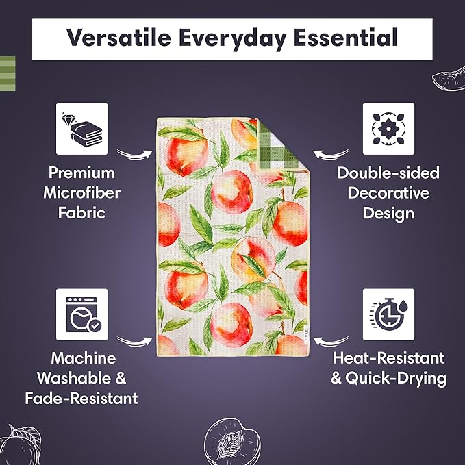 Reversible Microfiber Towel - Ultra Absorbent, Quick-Drying Hand Towels - Modern Design, Scratch-Free, Lint-Free for Kitchen, Bathroom, Car Cleaning - 19x29 Inches, Set of 1 (Peaches & Cream)