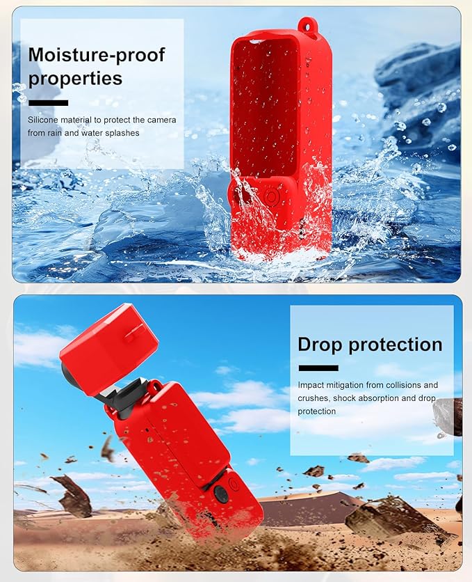 PULUZ Pocket 3 Silicone Cover, Soft Protective Case Compatible with DJI Osmo Pocket 3, Lens Protector Screen Protector Grip Cover Accessories(Red)