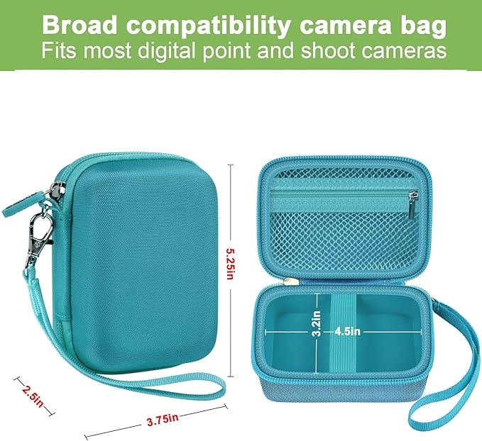 Case Compatible with VAHOIALD FHD 1080P Digital Camera/for CAMKORY Digital Point and Shoot/for Kodak PIXPRO FZ45-BK 16MP Vlogging/for IWEUKJLO/for Nsoela, Holder for SD Card More (Dark Green)