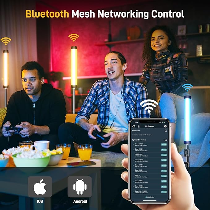 GVM BX8C RGB Tube Light with Spotlight, Full Color Photography Handheld LED Video Lighting Wand Stick with Bluetooth Control, 6 Pixel Effects 12 Lighting Scenes, 2000K-10000K, 3300mAh Battery