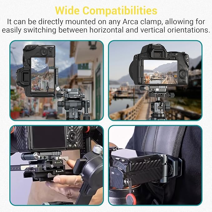 Leaplumin Foldable DSLR Camera L Bracket，Lightweight Camera L Bracket Vertical Horizontal Switching Tripod Quick Release Plate Compatible with Canon Nikon Sony DJI Osmo Ronin Zhiyun Stabilizer Tripod