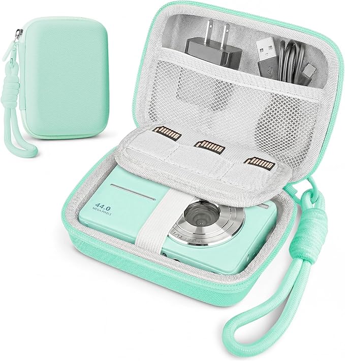 Roseliya Digital Camera Case Compatible with CAMKORY Digital Point and Shoot/for KODAK PIXPRO FZ45/55 16MP Vlogging/for VAHOIALD FHD 1080P/for IWEUKJLO/for Nsoela, Holder for SD Card More (Green)