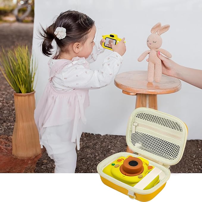 Leayjeen Kids Camera Case Compatible with OUTUVAS/Goopow/Mgaolo/HOOMOON/Kids Camera Toys and Kids Digital Video Camcorder Camera,Best Birthday Festival Gift -Yellow(Case Only)