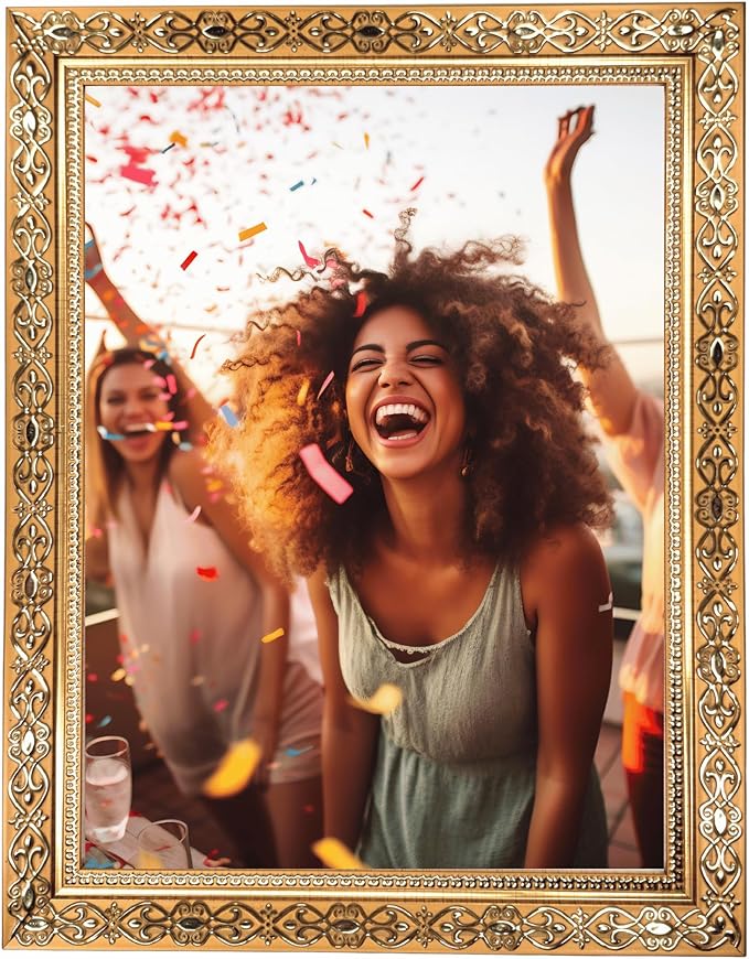 VictoR Picture Frame 8x10 in Gold "Vermeer" - Antique Picture Frame with shatterproof Acrylic Glass - 8 x 10 Photo Frame Vintage