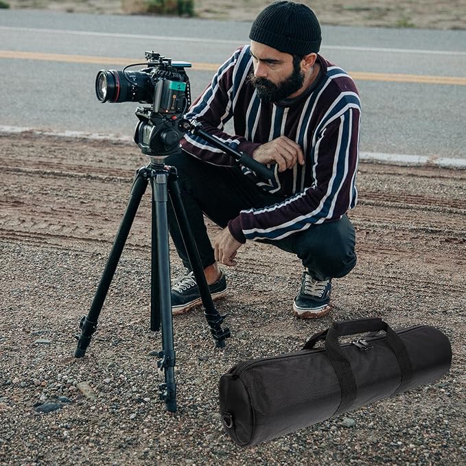 Kisangel Thickened Tripod Carrying Case Padded Equipment Bag for Photography Light Stands Mic Stands with Zipper Closure and Shoulder Strap, 55cm X 13cm, Protective Storage for Travel