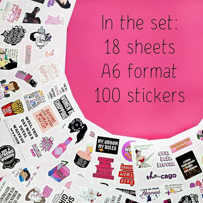BulbaCraft 100Pcs Funny Girly Stickers, Laptop Stickers for Women - Feminist Decals, Feminist Presents, Gifts for Women & Men