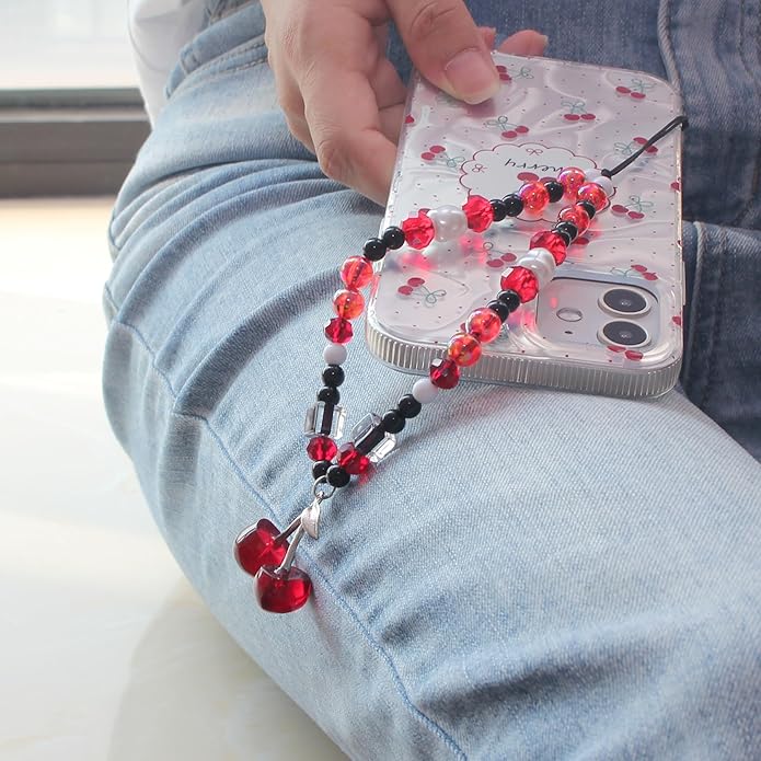 Cute Digital Camera Wrist Strap,Beaded Phone Charms wristlet Strap,Kawaii Bracelet Wrist Lanyard,Charm Holder for Women