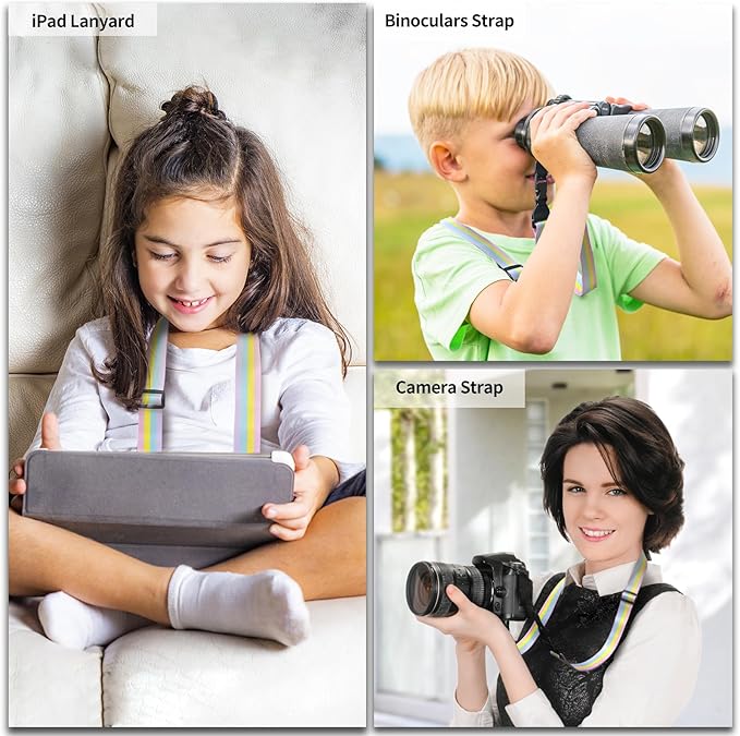 5 Pack Adjustable Shoulder Strap, Nylon Camera Strap, Comfortable Neck Strap for iPad, Cellphone Tablet, Camera, Laptop, Binocular, Luggage Bag (Rainbow Colors Universal Lanyard)